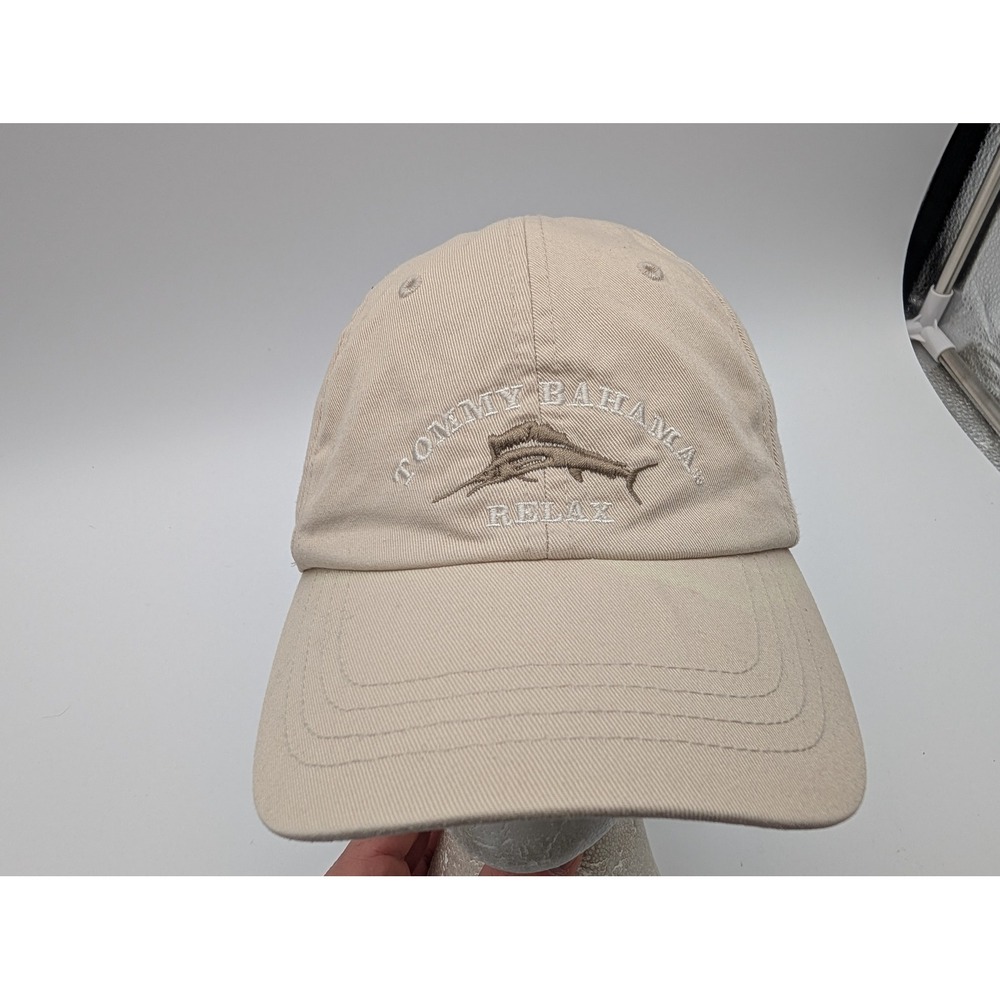 Tommy Bahama Relax Tan Cotton Twill Marlin Logo Adjustable Baseball Hat Cap